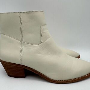 Madewell Women's The Charley Cream Leather Ankle Boots Style K5308 Size 8.5 US